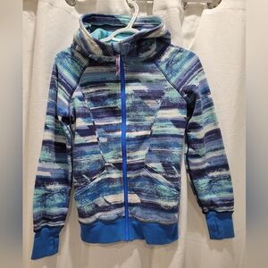 IVIVVA GIRL'S SCUBA FULL ZIP UP HOODIE/JACKET SIZE 12 Mulp BLUE PRINT